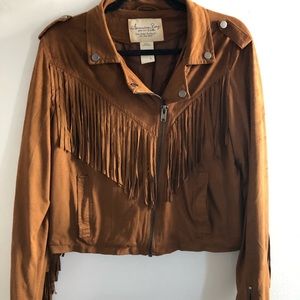 American Rag faux suede fringe jacket